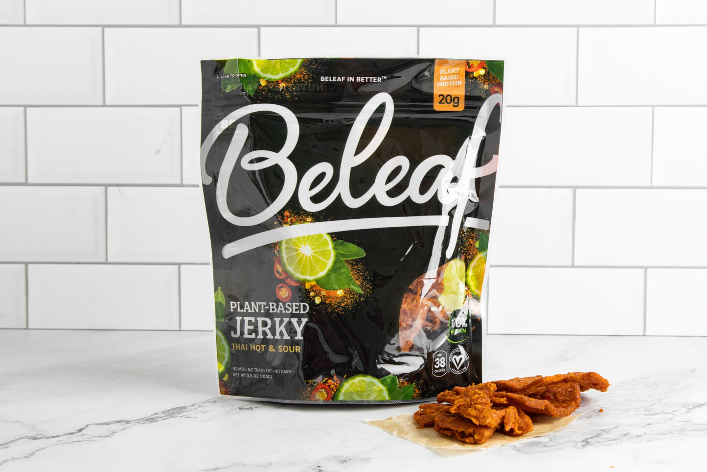 Beleaf Plant-based Thai Hot & Sour Jerky, 3.5 Ounce