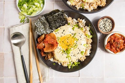 Egg Rice Bowl with Kimchi - Beleaf Vegan