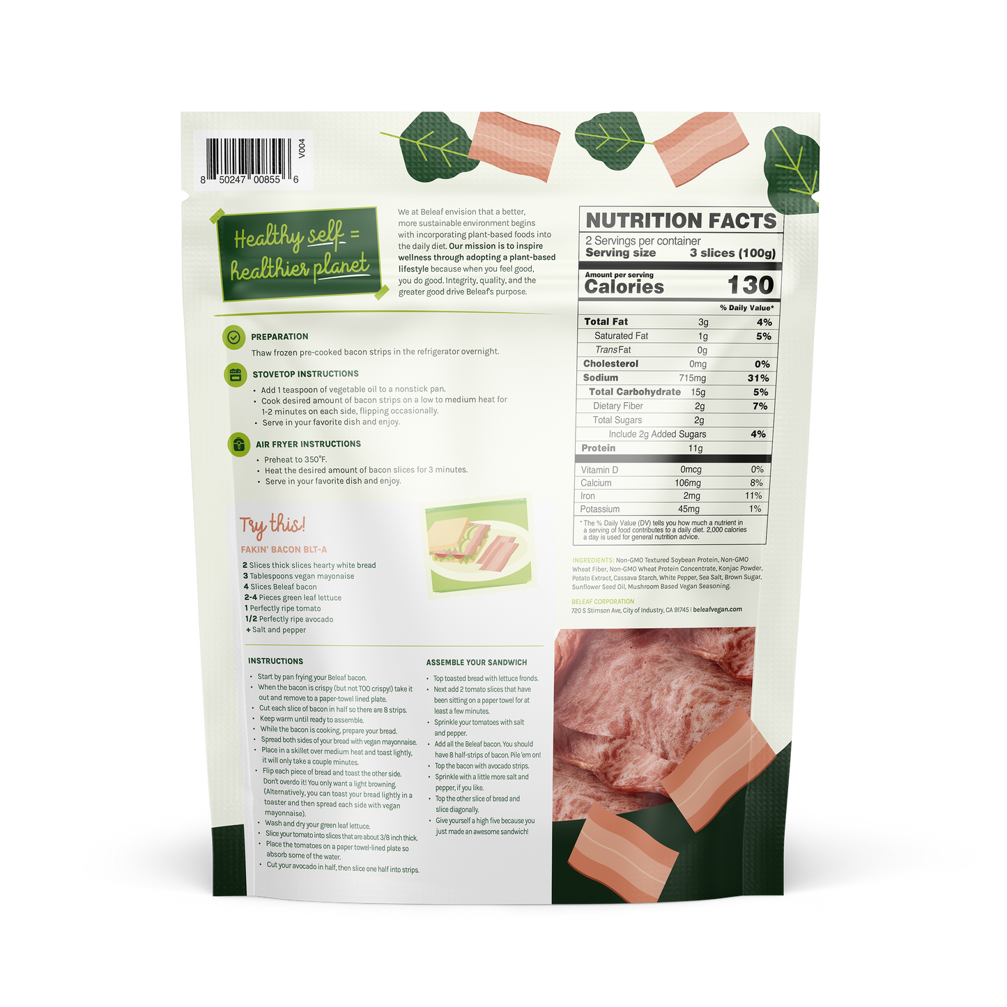 Beleaf Plant-based Bacon, 7 Ounce