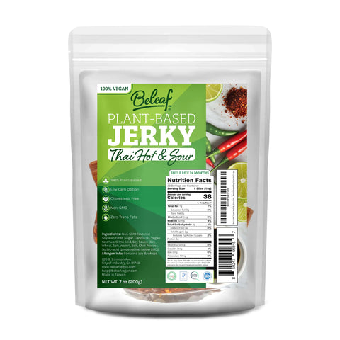 Beleaf Plant-Based Jerky: Thai Hot&Sour - Foodservice Beleaf Vegan